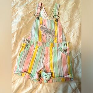 Girls 24 month Pastel multi-colored Unicorn Overalls